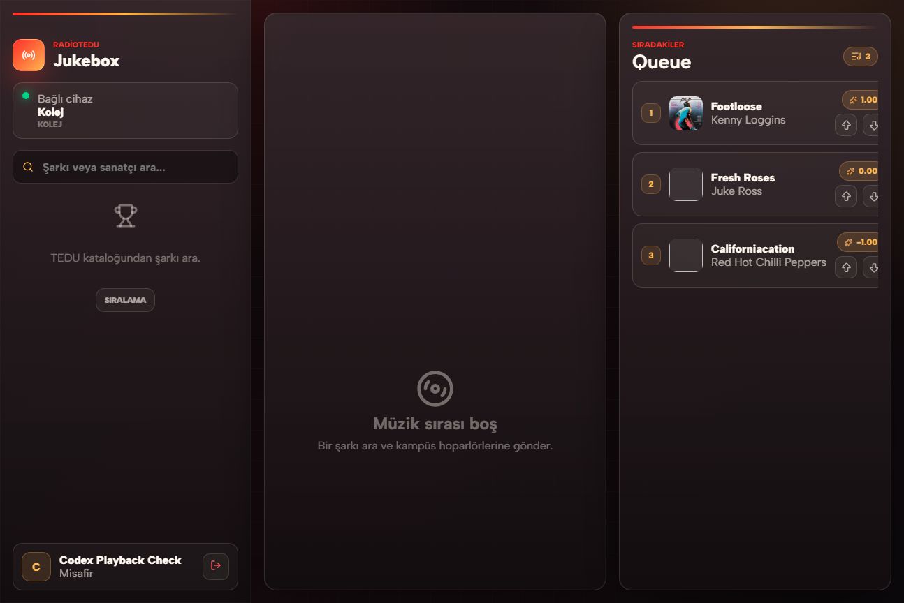 Live JukeLocal controller and queue connected to the KOLEJ device