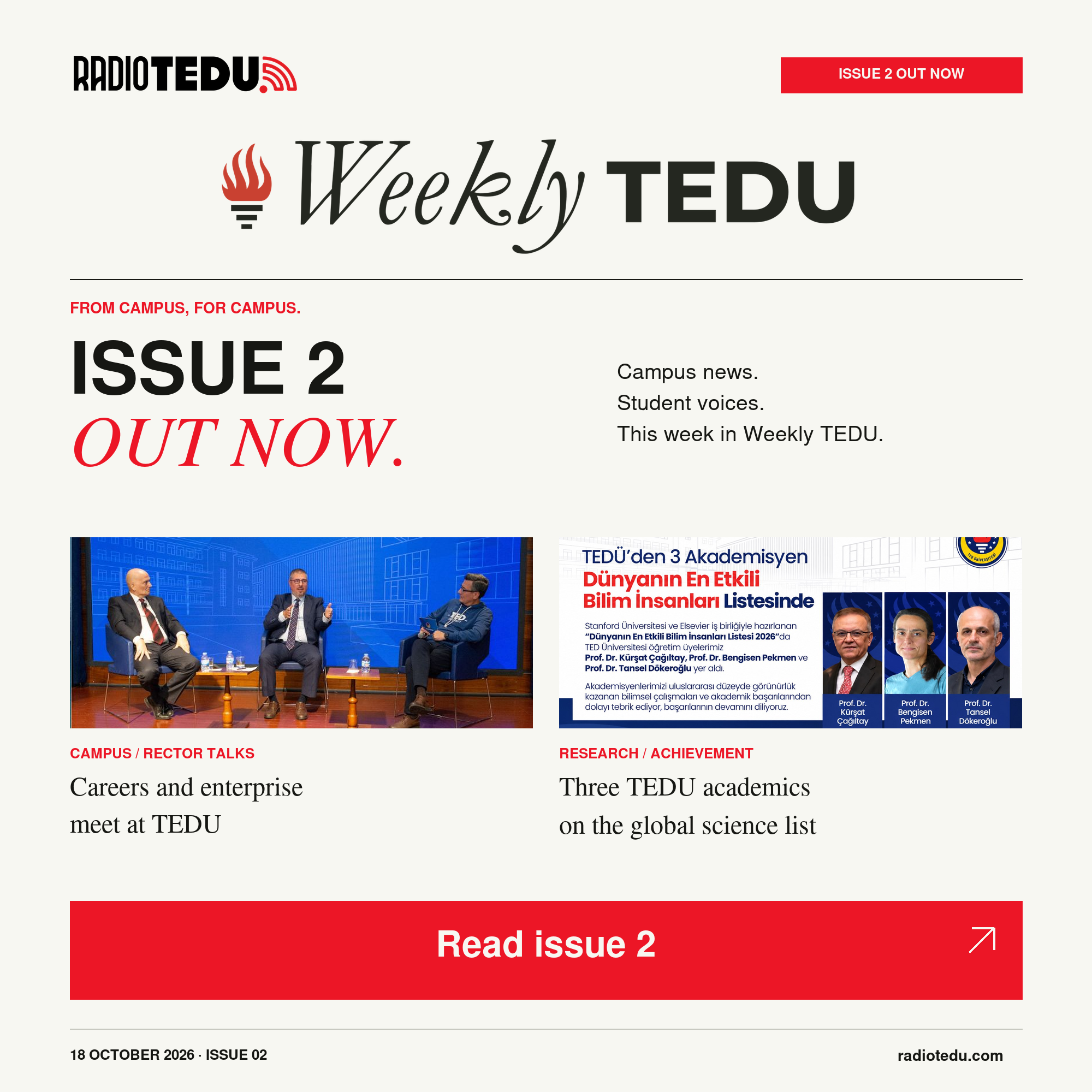 Weekly TEDU — Issue 2 out now. Campus news, society events and podcasts. Click to read.